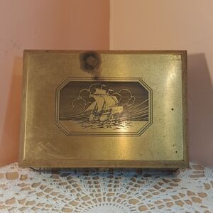 Vintage Grammes "Etch Art" Nautical Brass Box
